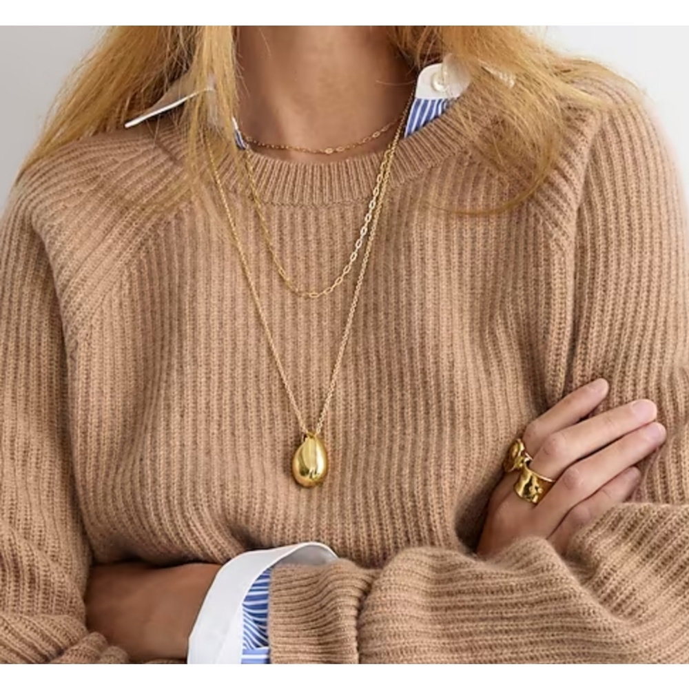 31. J.Crew Ribbed cashmere oversized crewneck sweater - Picture 2 of 6